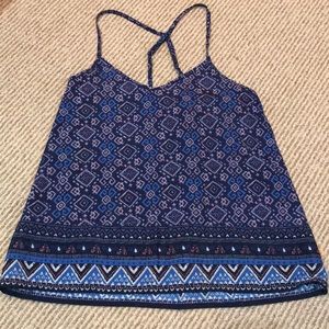 Blue and pink patterned tank top